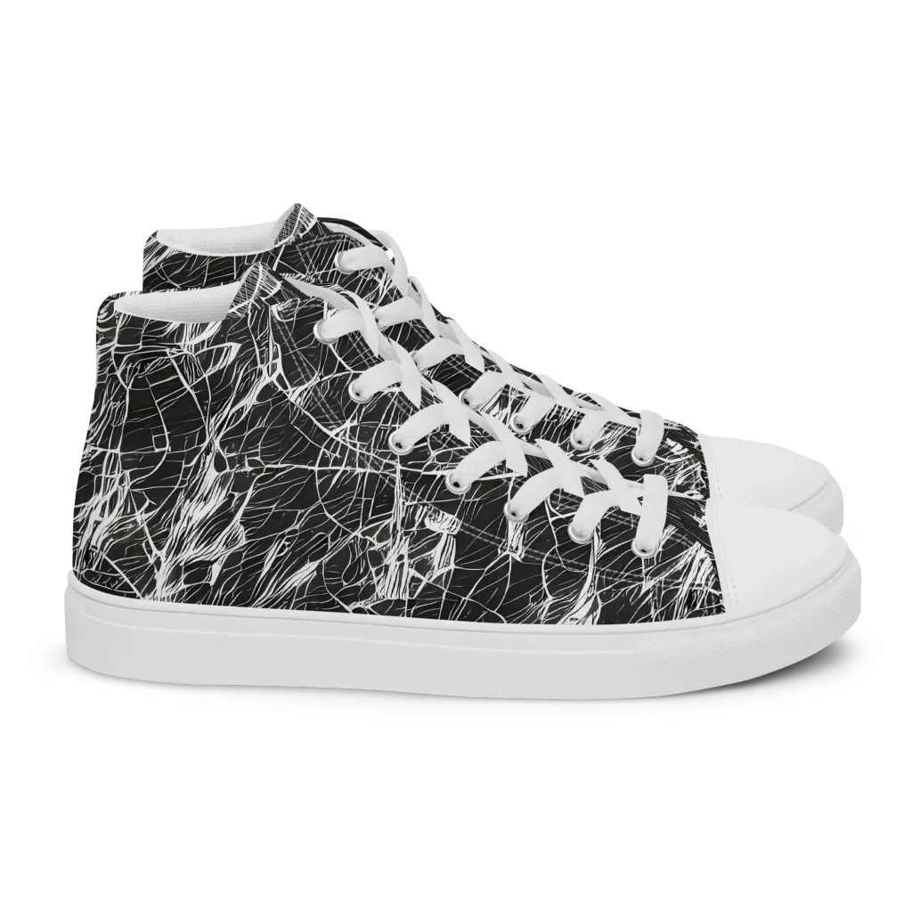 Ink Voltage on Women's High Top Canvas Shoes — Right