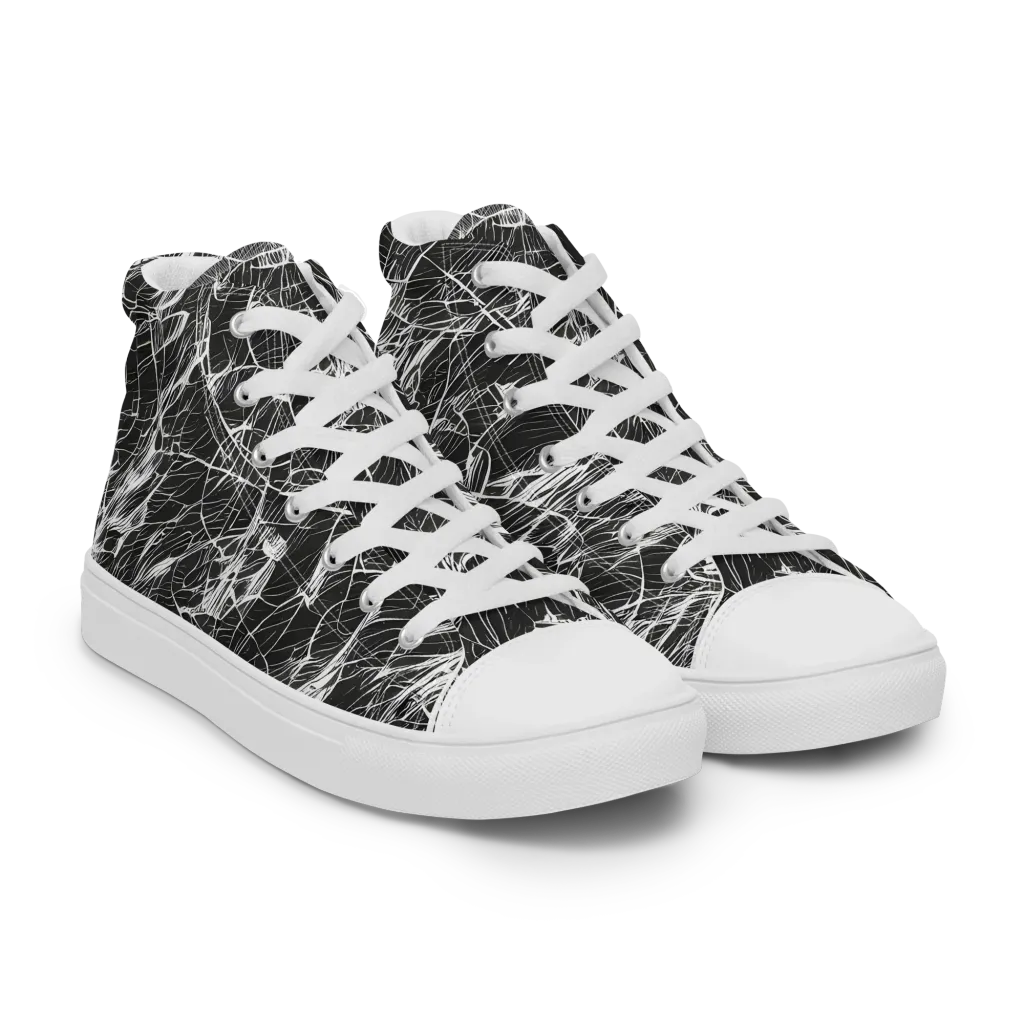 Ink Voltage on Women's High Top Canvas Shoes — Right Front