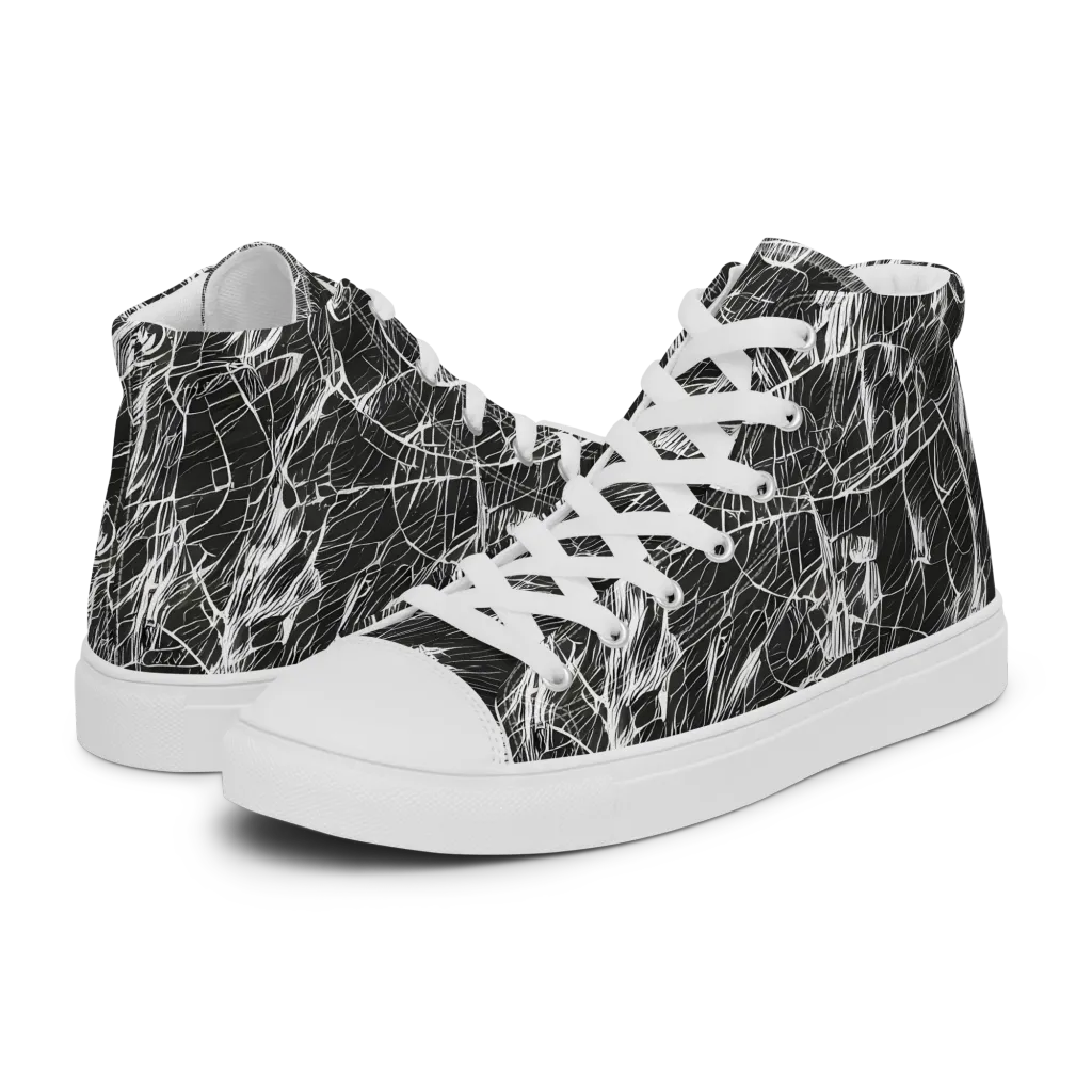 Ink Voltage on Women's High Top Canvas Shoes — Left