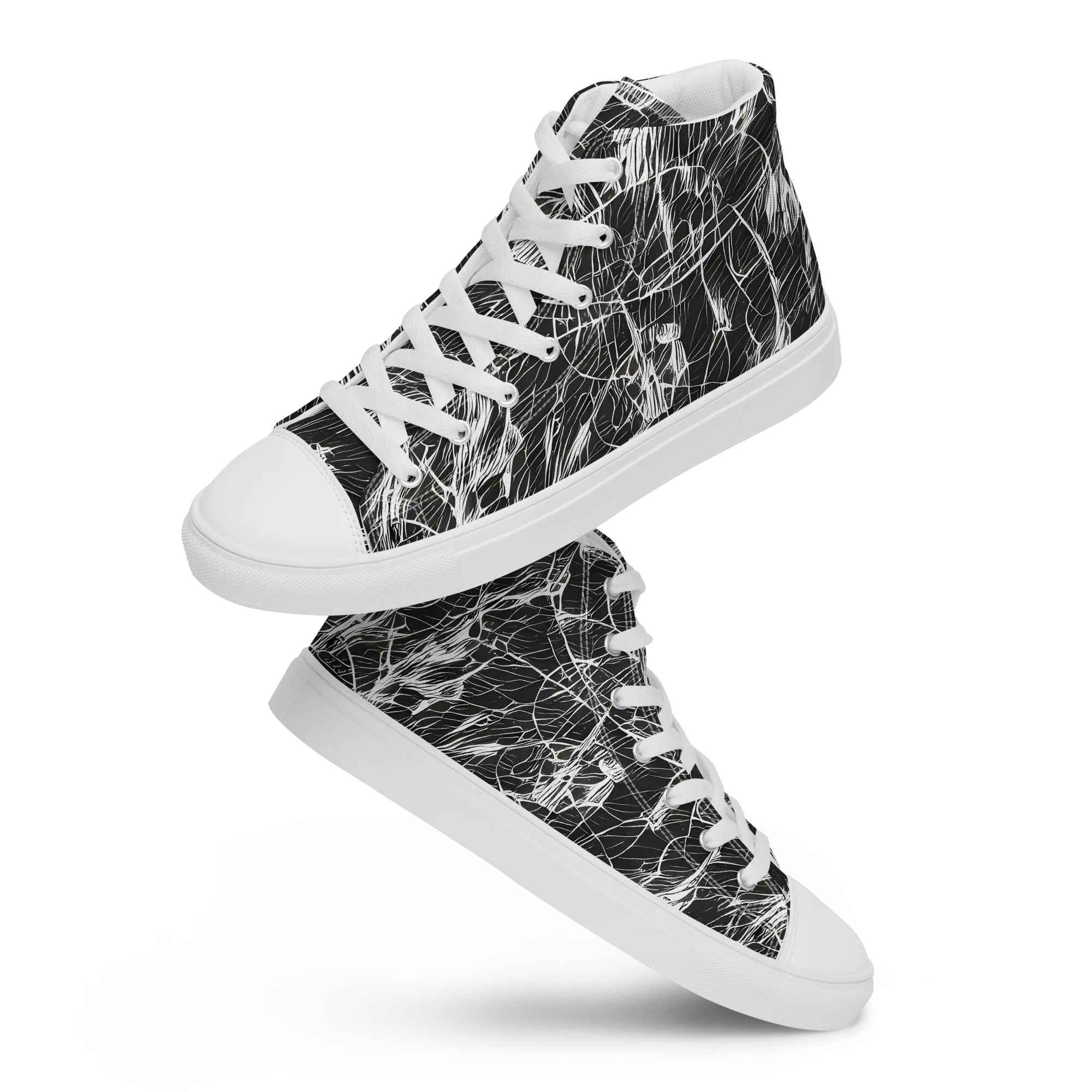 Ink Voltage on Women's High Top Canvas Shoes — Front