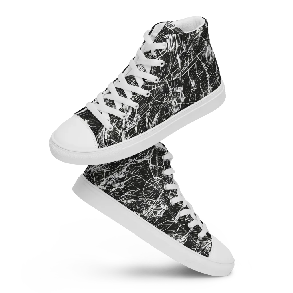 Ink Voltage on Women's High Top Canvas Shoes — Front