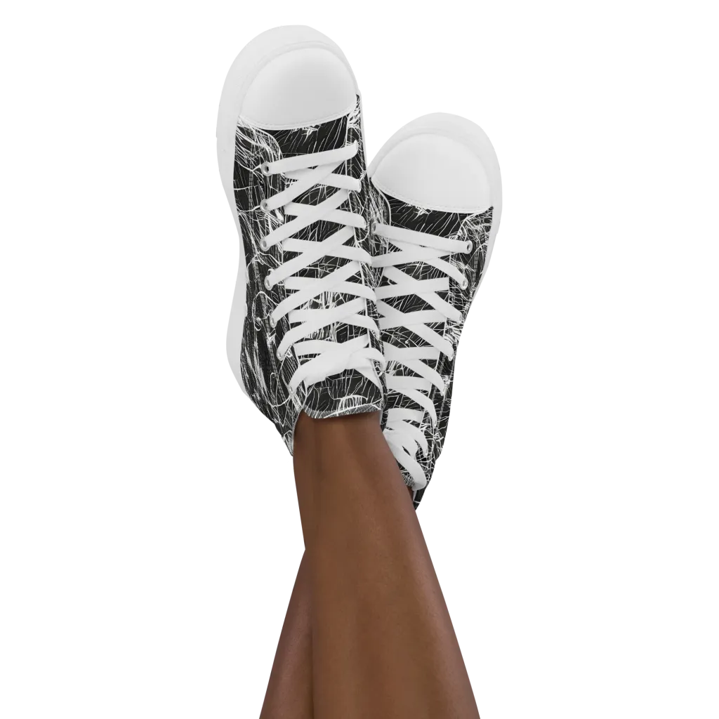 Ink Voltage on Women's High Top Canvas Shoes — Front