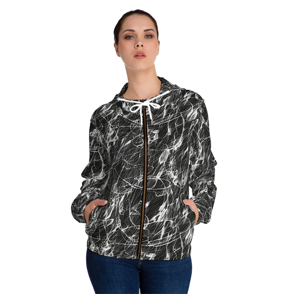 Ink Voltage on Women's Full-Zip Hoodie — Front On Person