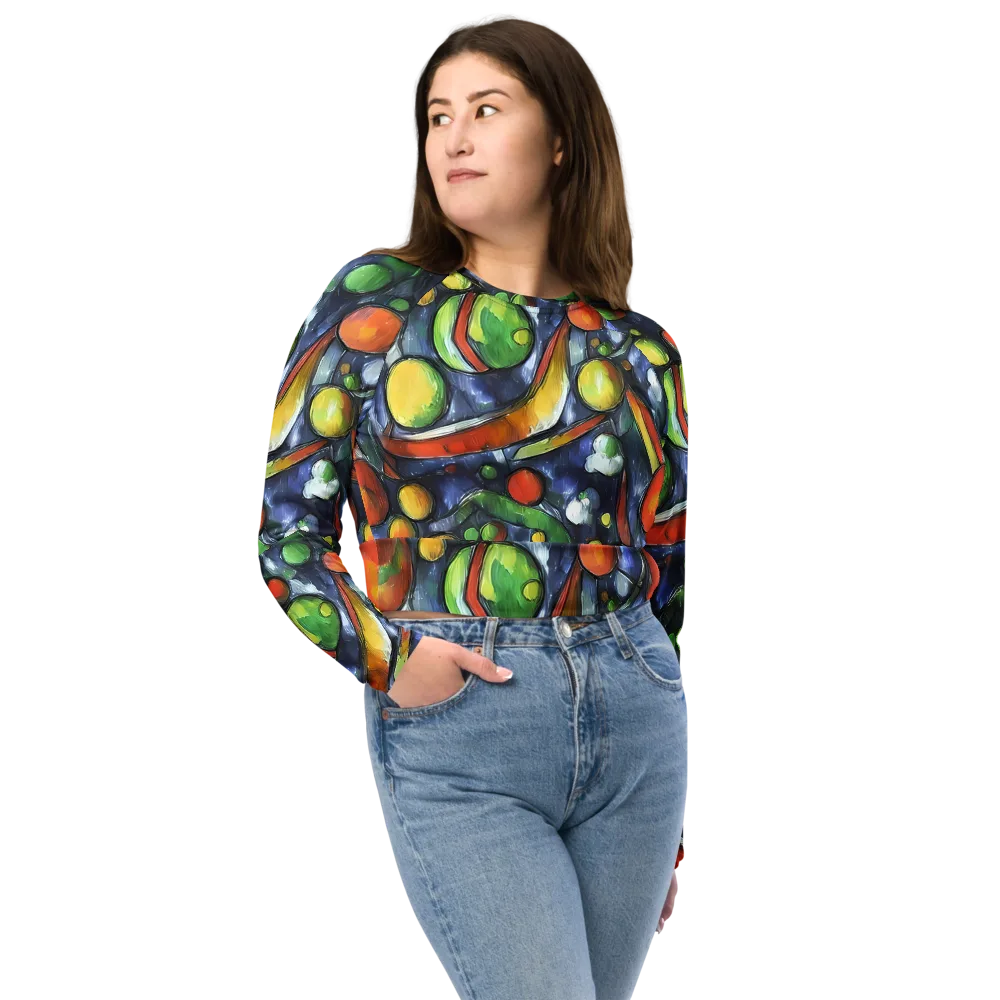 Jewel Tide on Long Sleeve Crop Top — Front