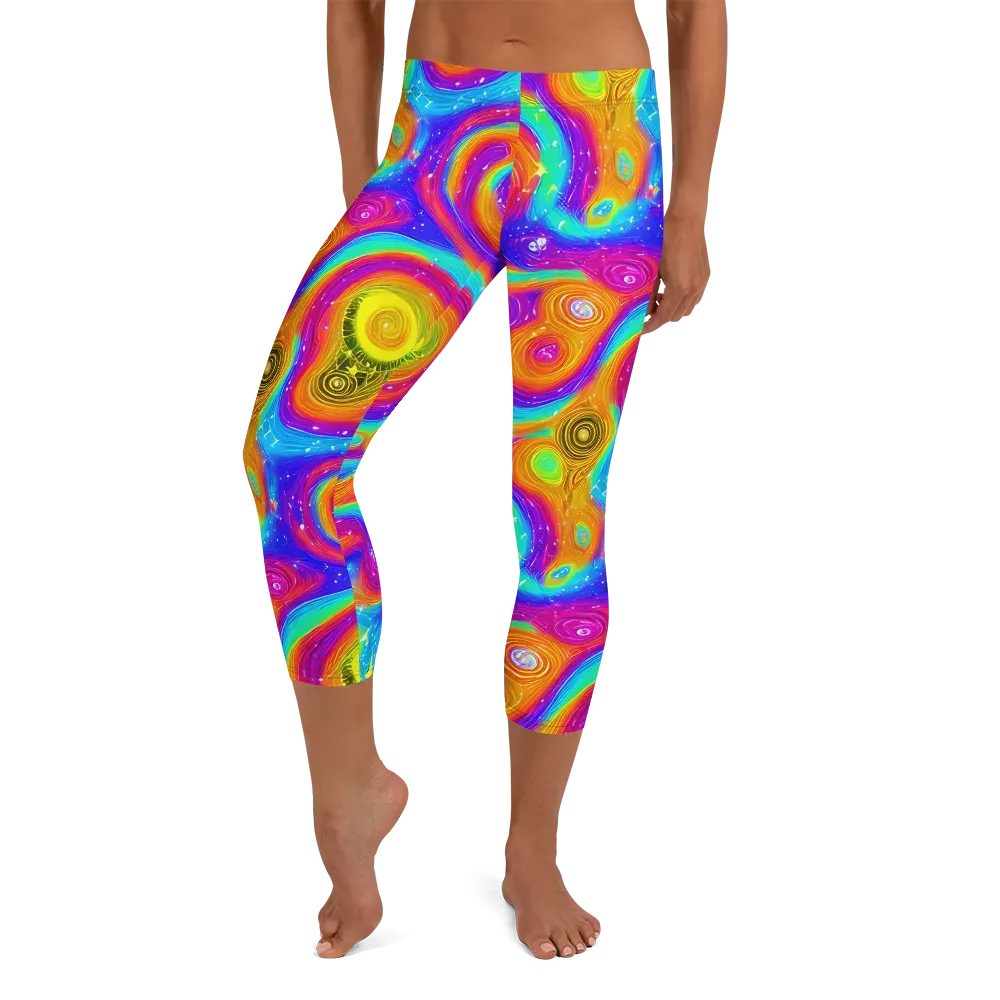 Color Cyclone on Capri Leggings — Front