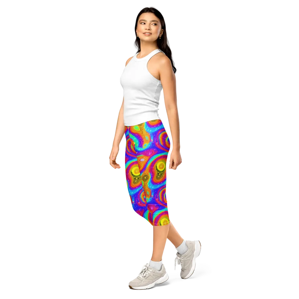 Color Cyclone on Capri Leggings — Left Front