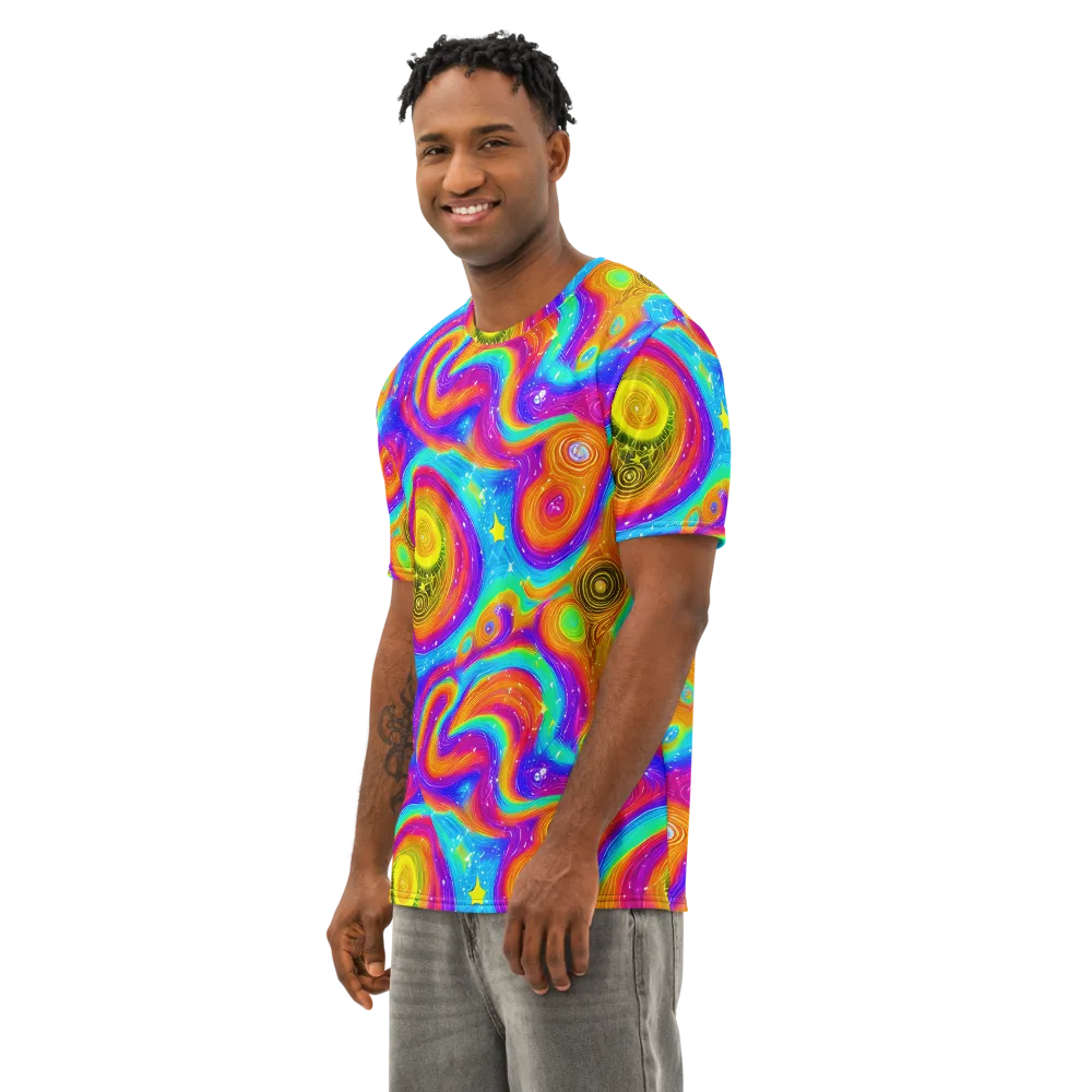Color Cyclone on Men's Cotton Crew Neck T-Shirt — Left Front