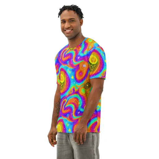 Color Cyclone on a Men's Cotton Crew Neck T-Shirt