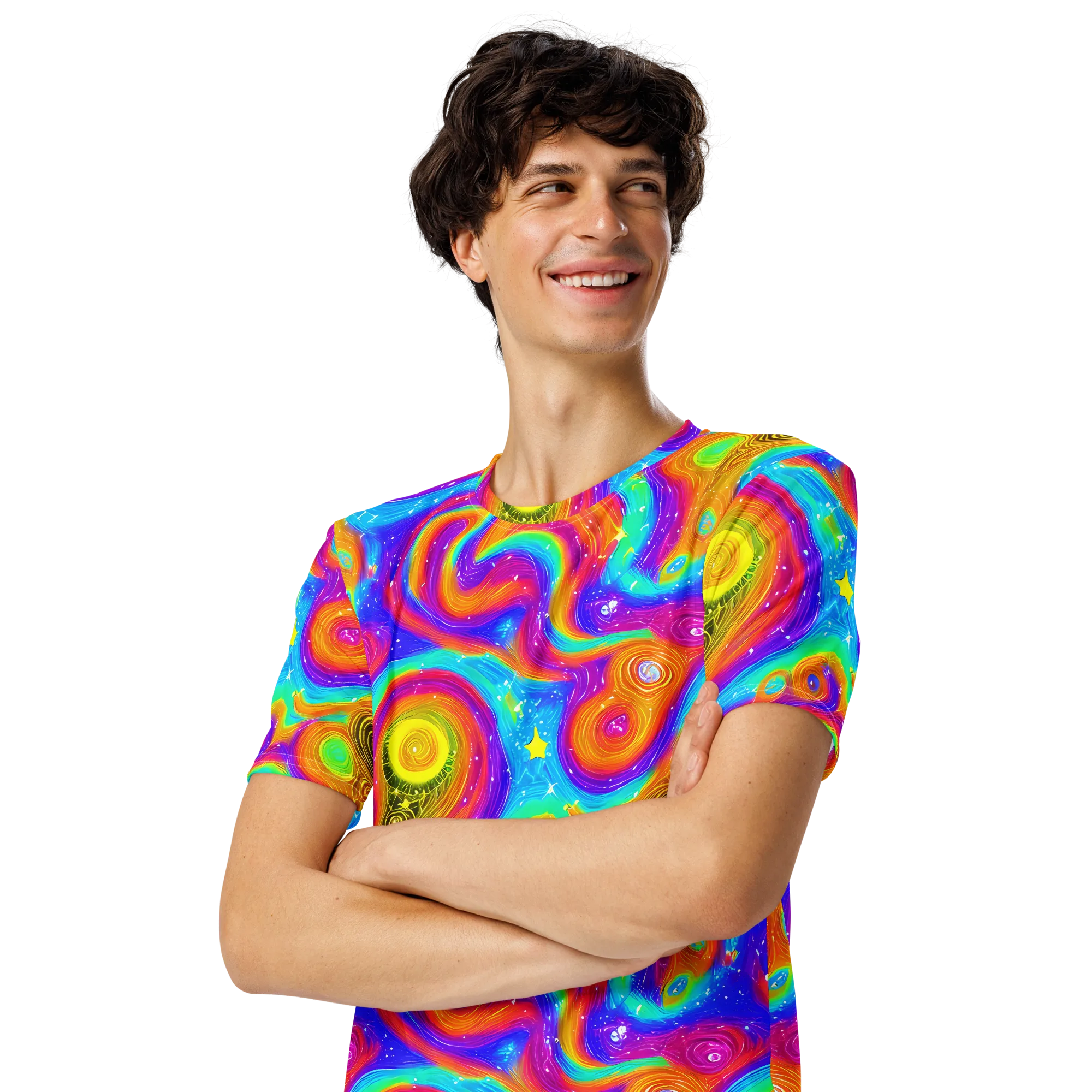 Color Cyclone on Men's Crew Neck T-Shirt — Left Front