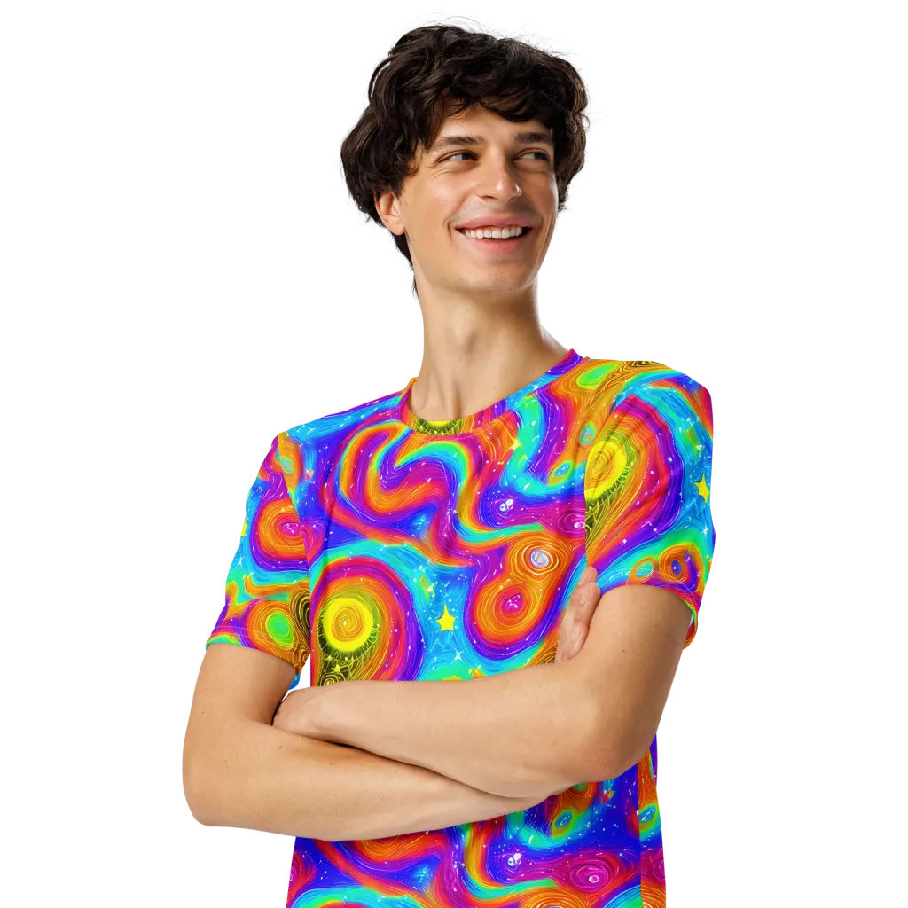 Color Cyclone on Men's Crew Neck T-Shirt — Left Front