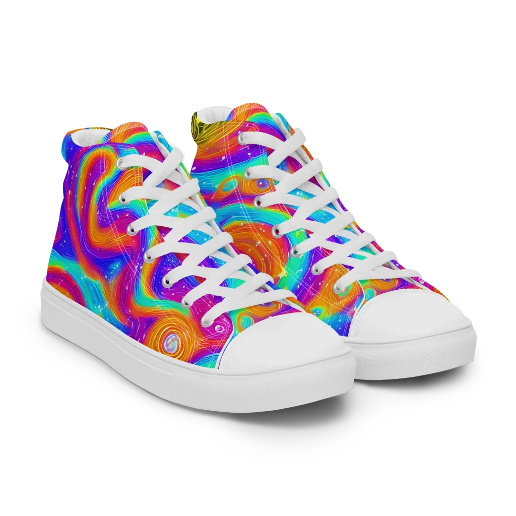 Color Cyclone on Men's High Top Canvas Shoes — Right Front