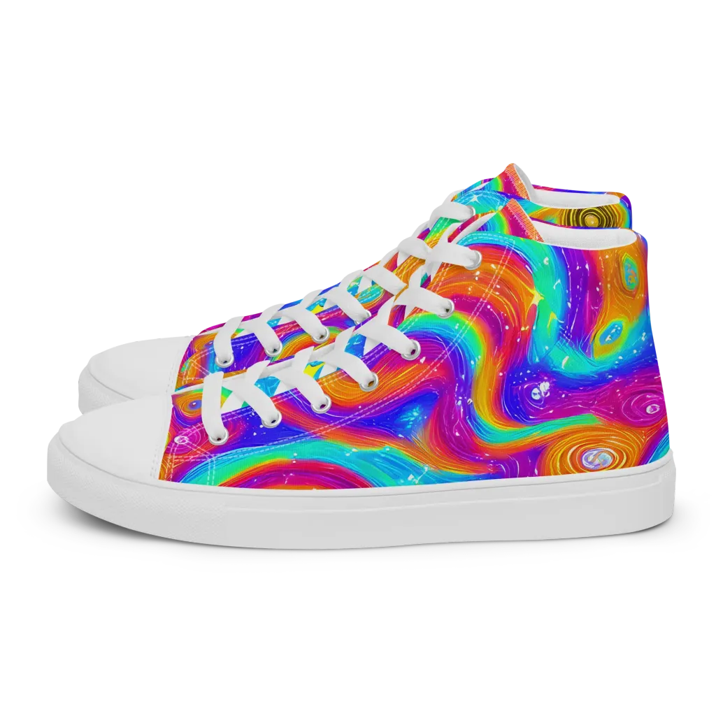 Color Cyclone on Men's High Top Canvas Shoes — Left