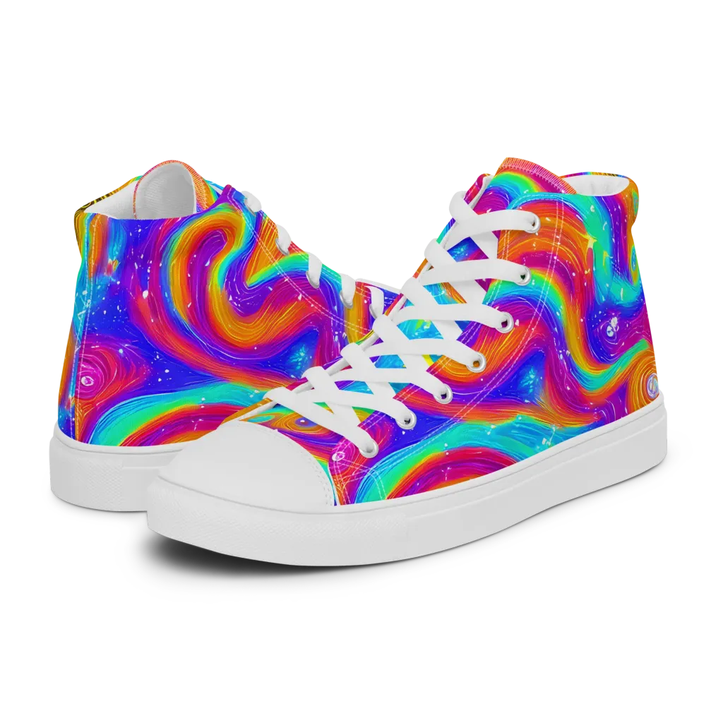 Color Cyclone on Men's High Top Canvas Shoes — Left