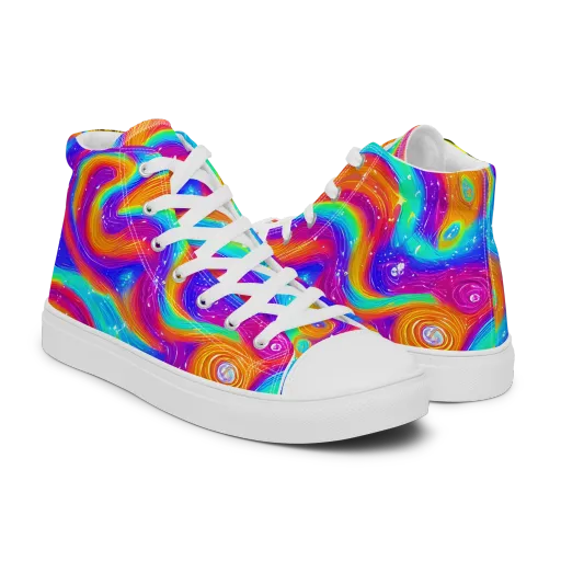 Color Cyclone on a Men's High Top Canvas Shoes