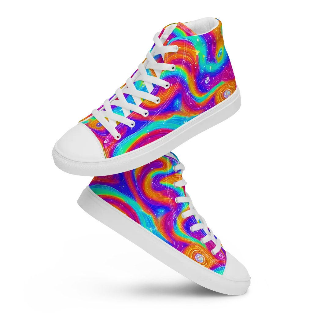 Color Cyclone on Men's High Top Canvas Shoes — Front