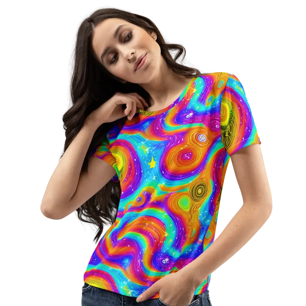 Color Cyclone on Women's Crew Neck T-Shirt — Left Front