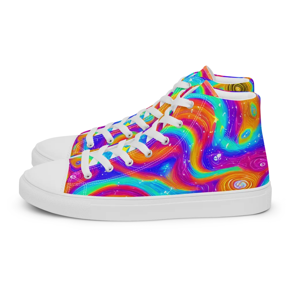 Color Cyclone on Women's High Top Canvas Shoes — Left