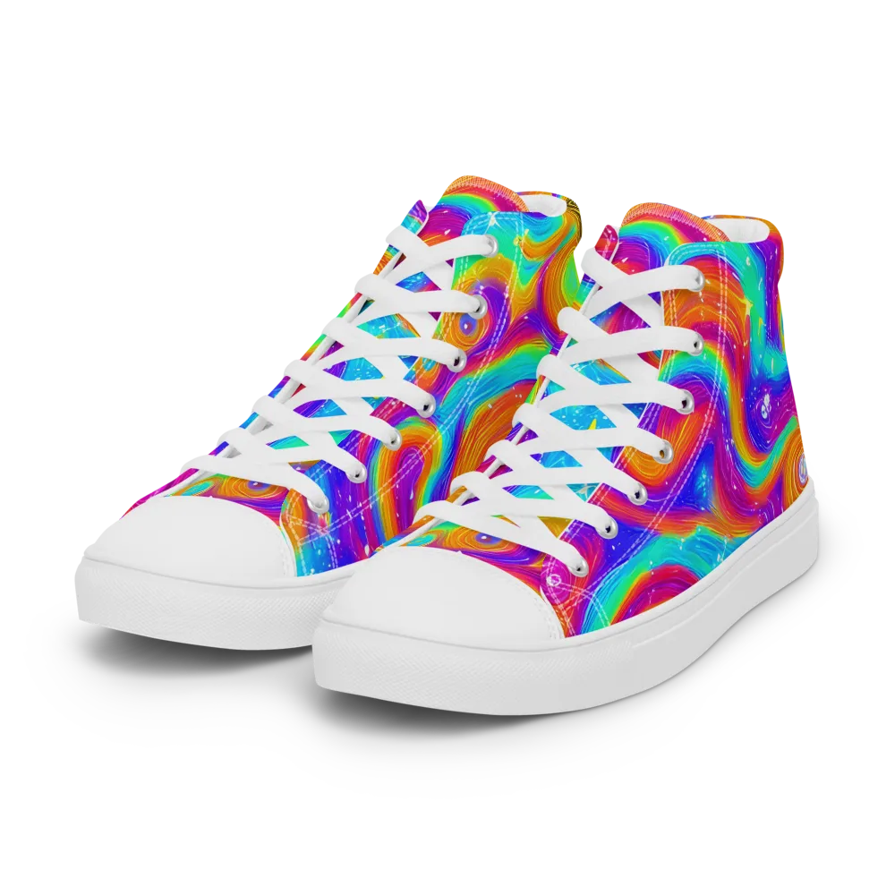 Color Cyclone on Women's High Top Canvas Shoes — Left Front