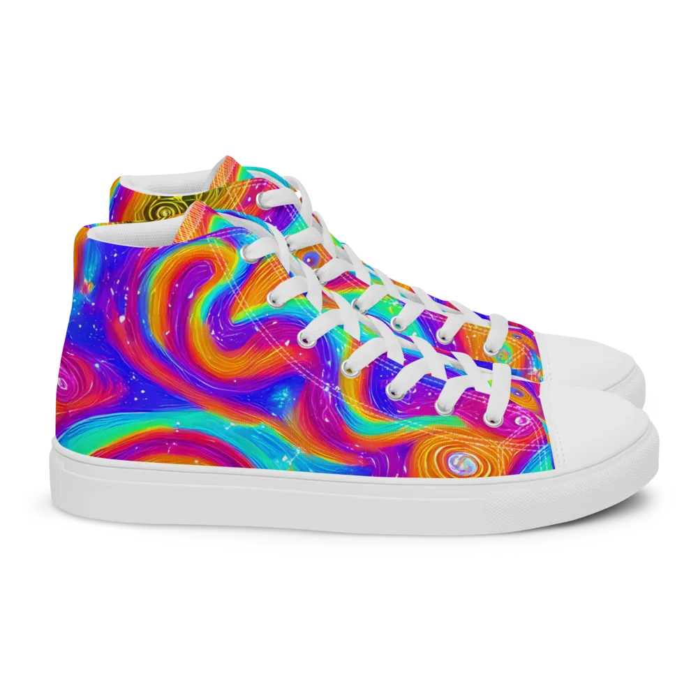 Color Cyclone on Women's High Top Canvas Shoes — Right