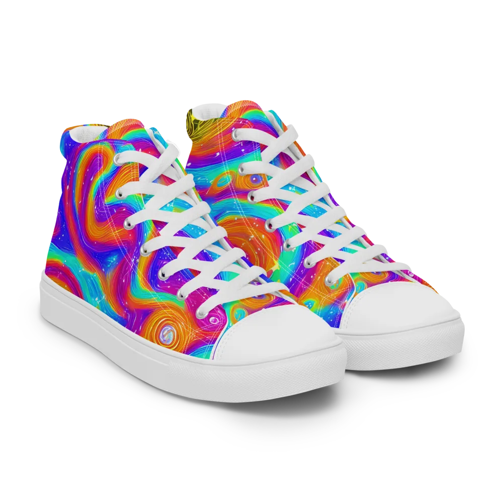 Color Cyclone on Women's High Top Canvas Shoes — Right Front