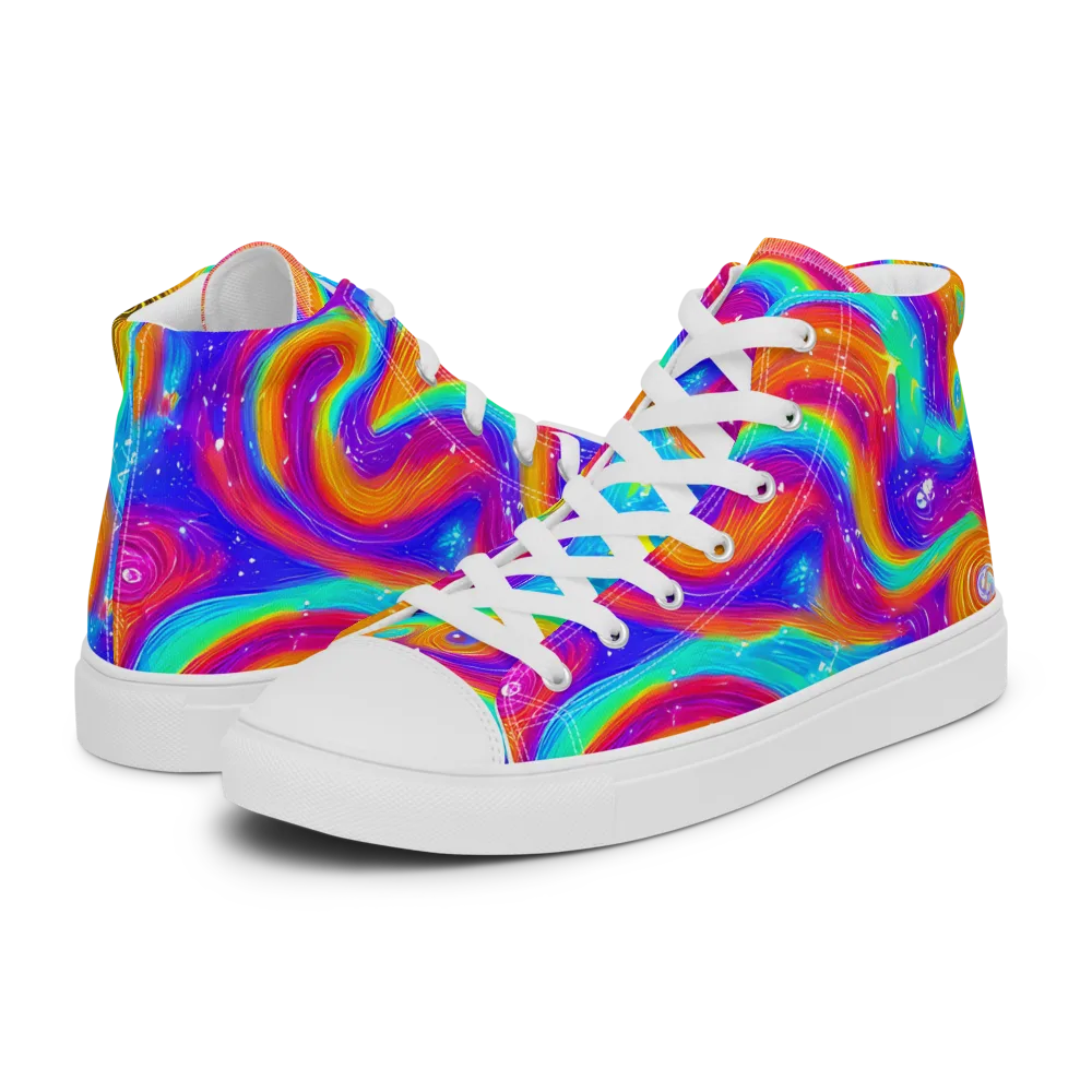 Color Cyclone on Women's High Top Canvas Shoes — Left