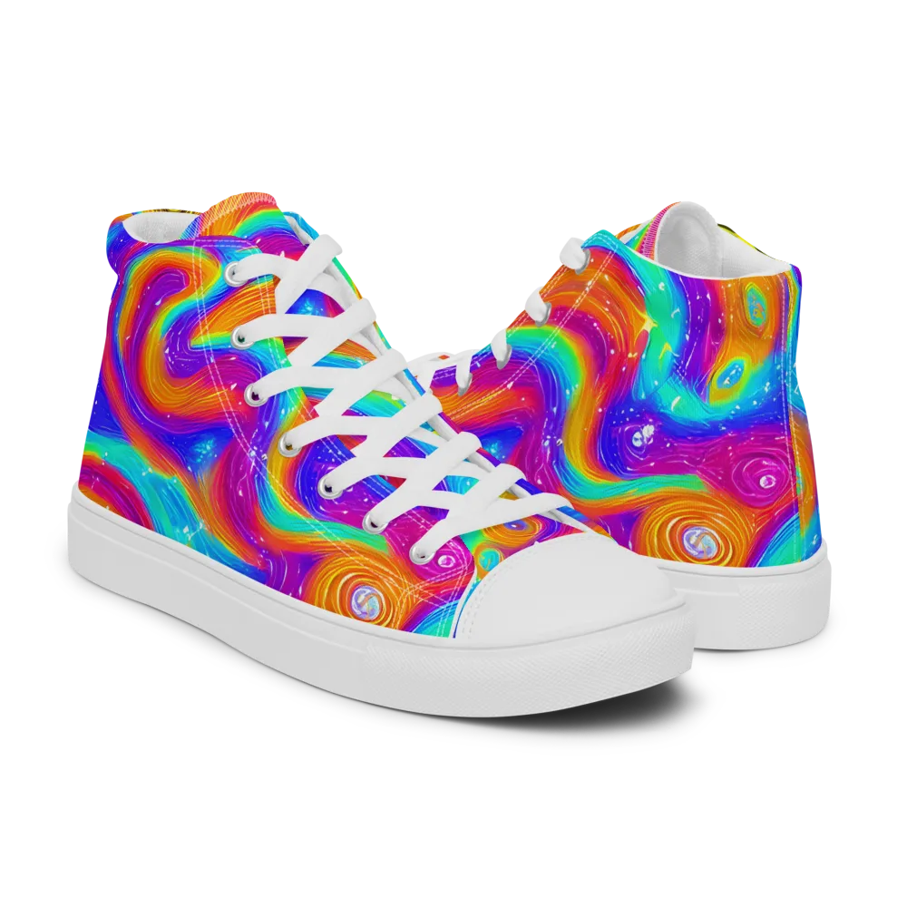 Color Cyclone on Women's High Top Canvas Shoes — Right