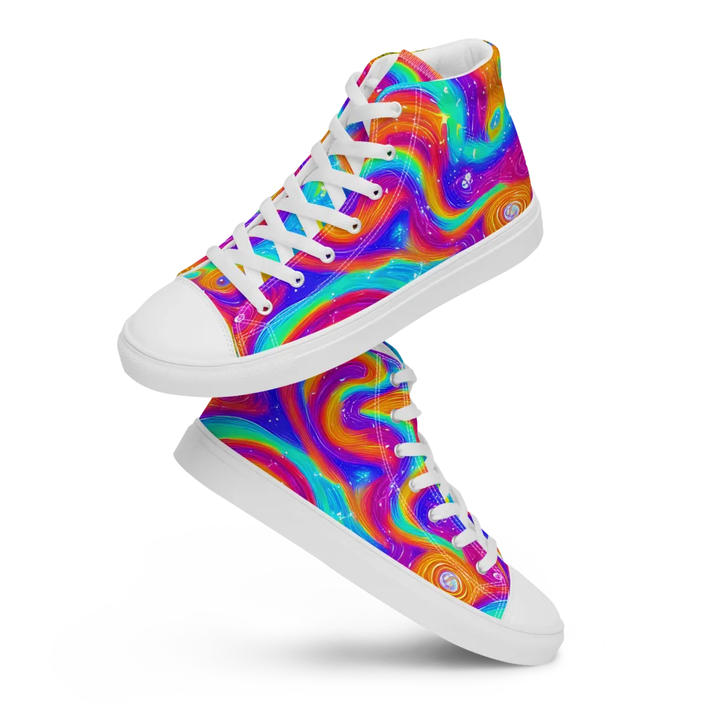 Color Cyclone on Women's High Top Canvas Shoes — Front