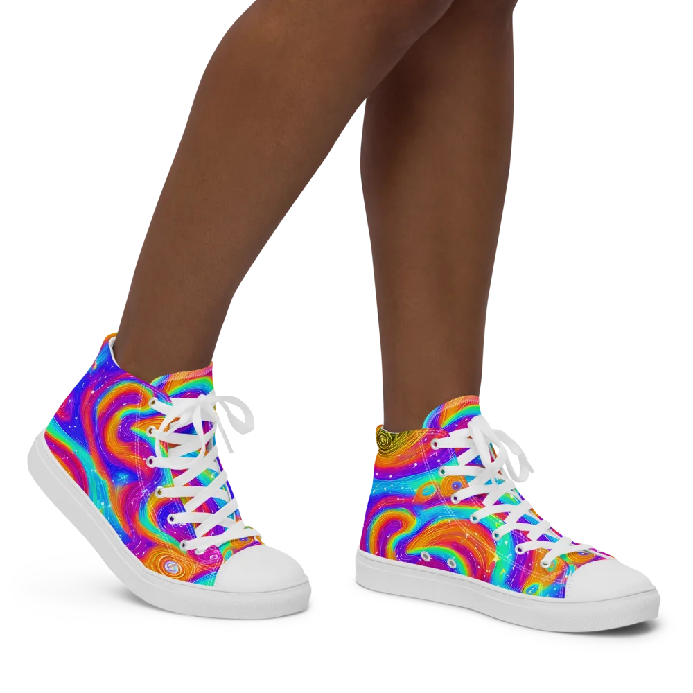 Color Cyclone on Women's High Top Canvas Shoes — Right