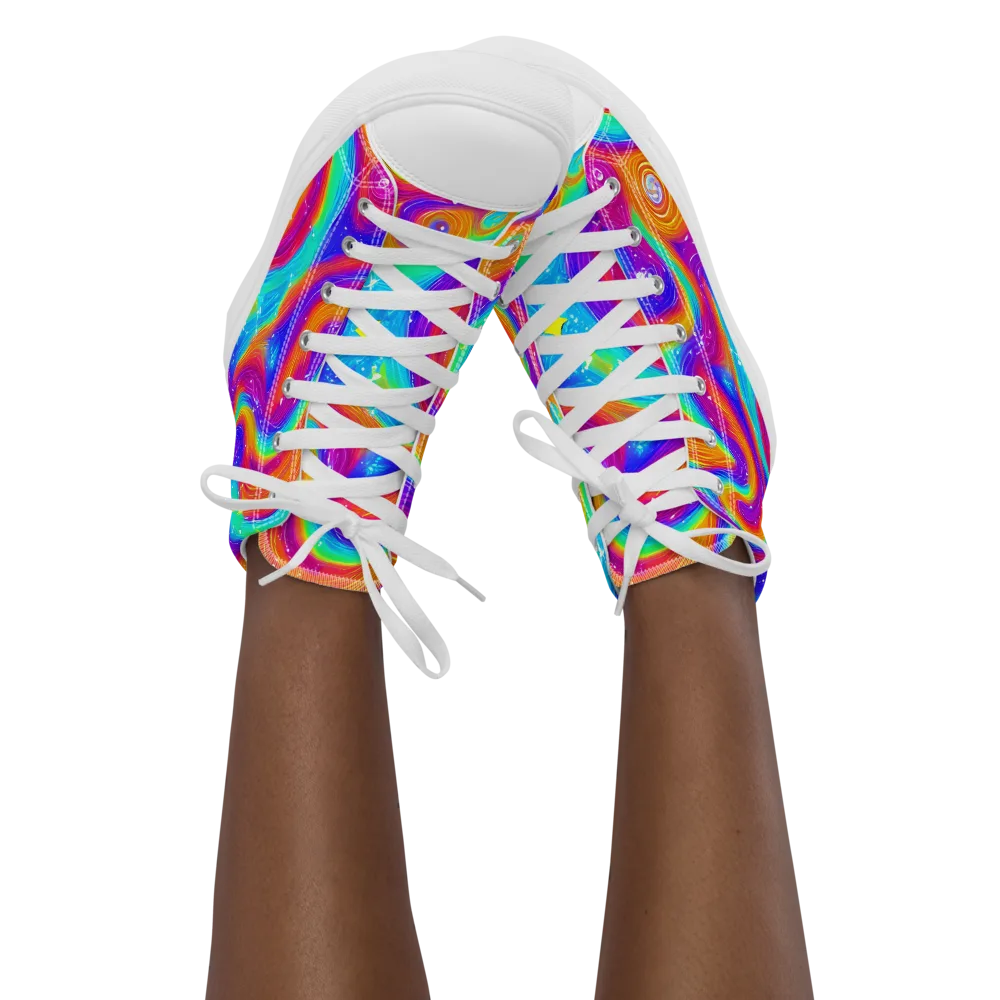 Color Cyclone on Women's High Top Canvas Shoes — Front