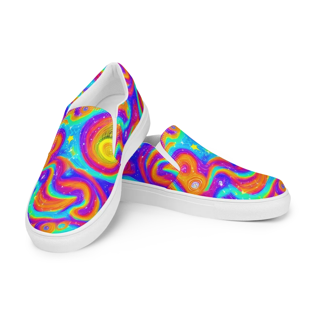 Color Cyclone on Men's Slip-On Canvas Shoes — Left Front
