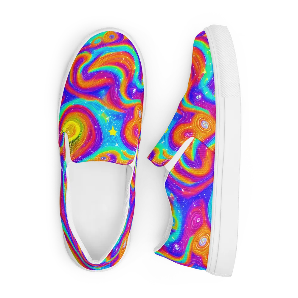 Color Cyclone on Men's Slip-On Canvas Shoes — Front