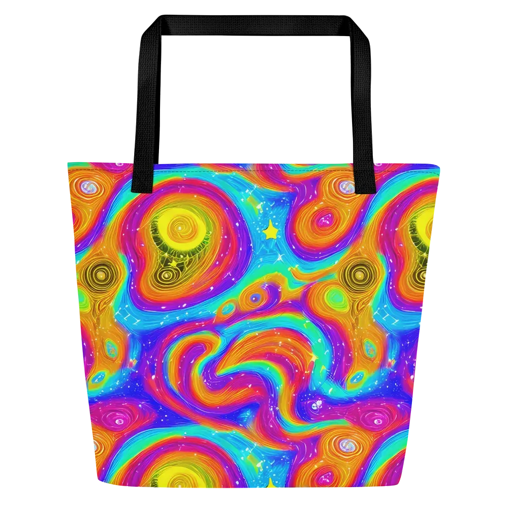 Color Cyclone on Large Tote Bag W/ Pocket — Front