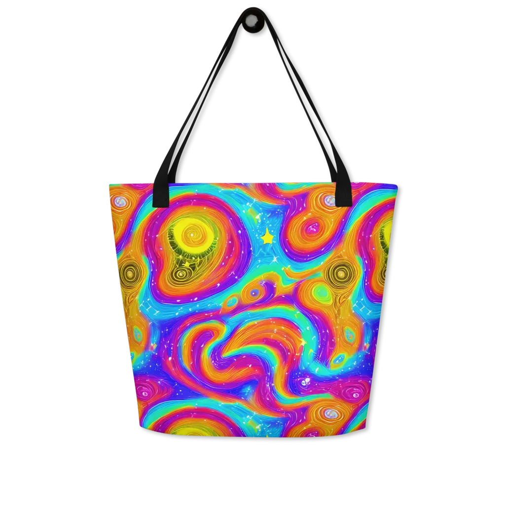 Color Cyclone on Large Tote Bag W/ Pocket — Front