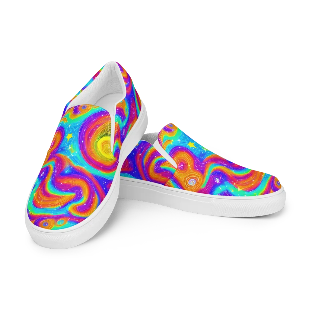 Color Cyclone on Women's Slip-On Canvas Shoes — Left Front