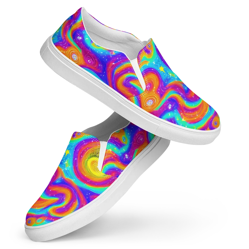 Color Cyclone on Women's Slip-On Canvas Shoes — Front