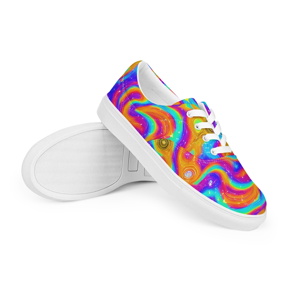 Color Cyclone on Men's Lace-Up Canvas Shoes — Right Front