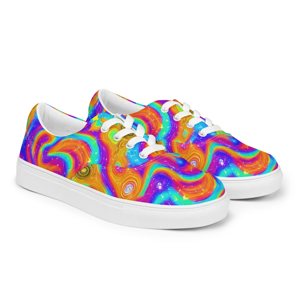 Color Cyclone on Men's Lace-Up Canvas Shoes — Right Front