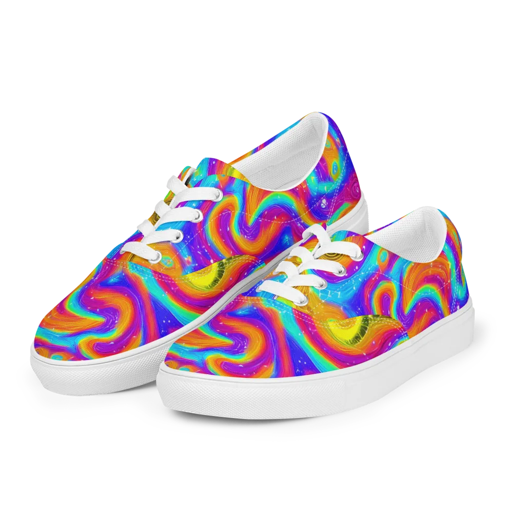 Color Cyclone on Men's Lace-Up Canvas Shoes — Left Front
