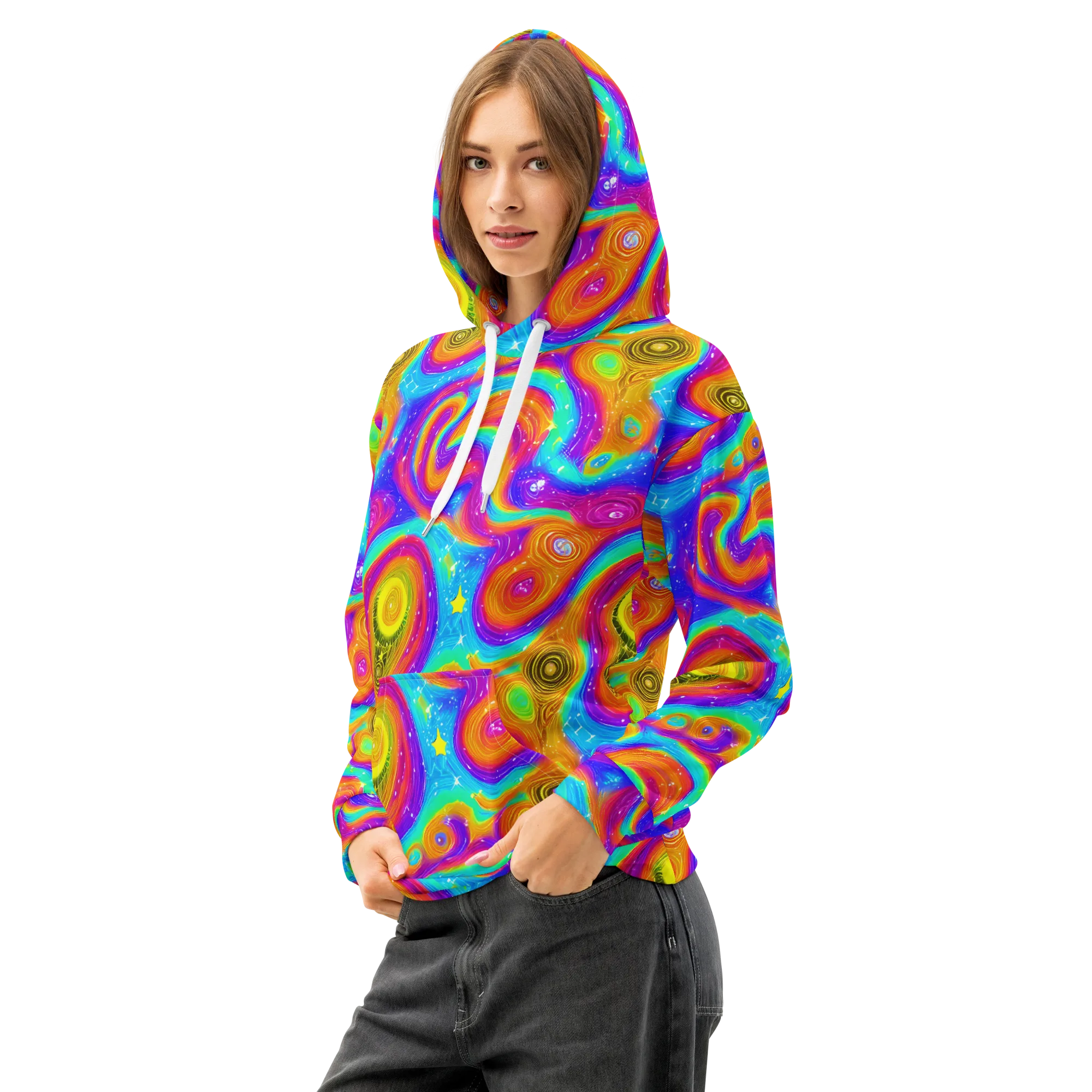 Color Cyclone on Cotton Hoodie — Left Front