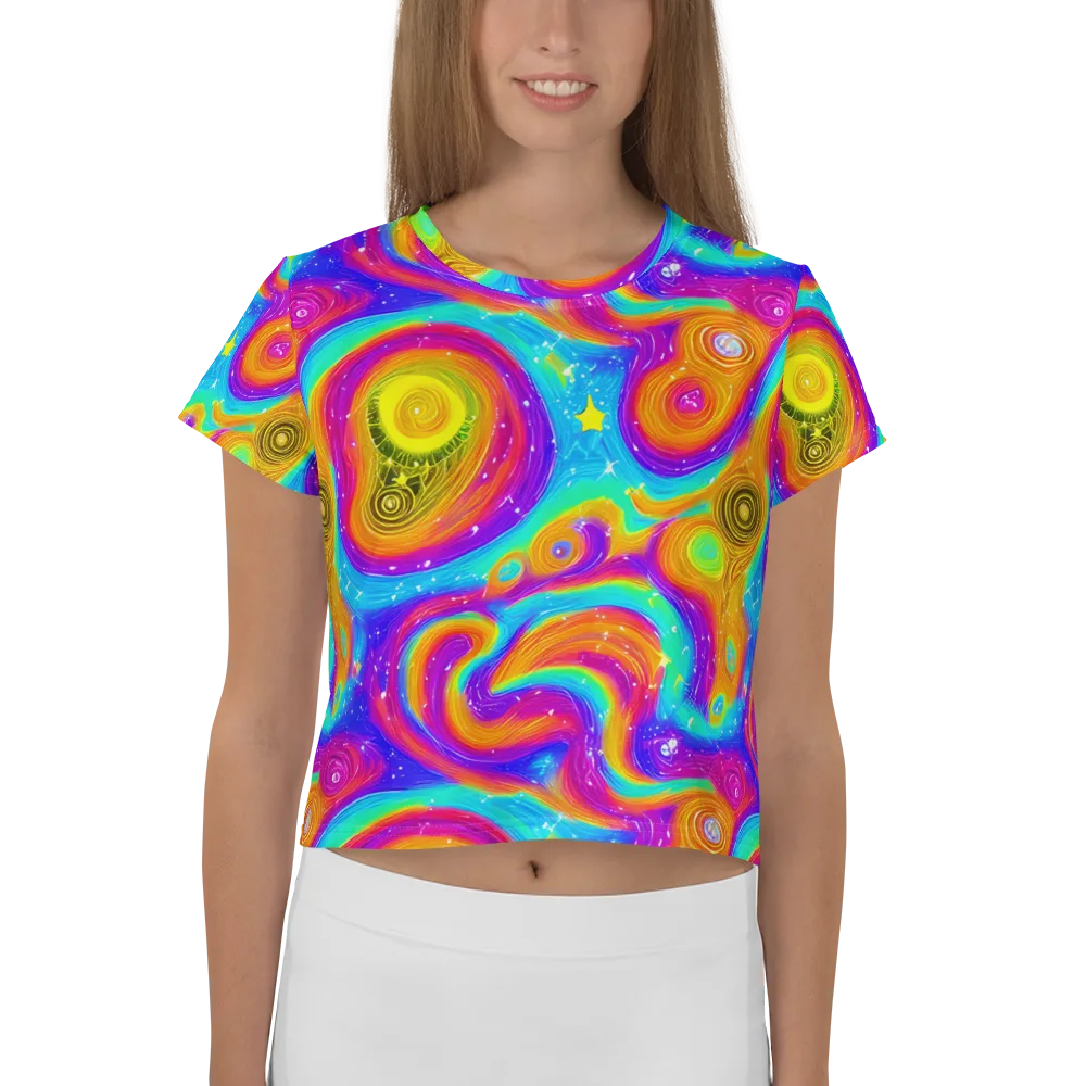 Color Cyclone on Crop Tee — Front