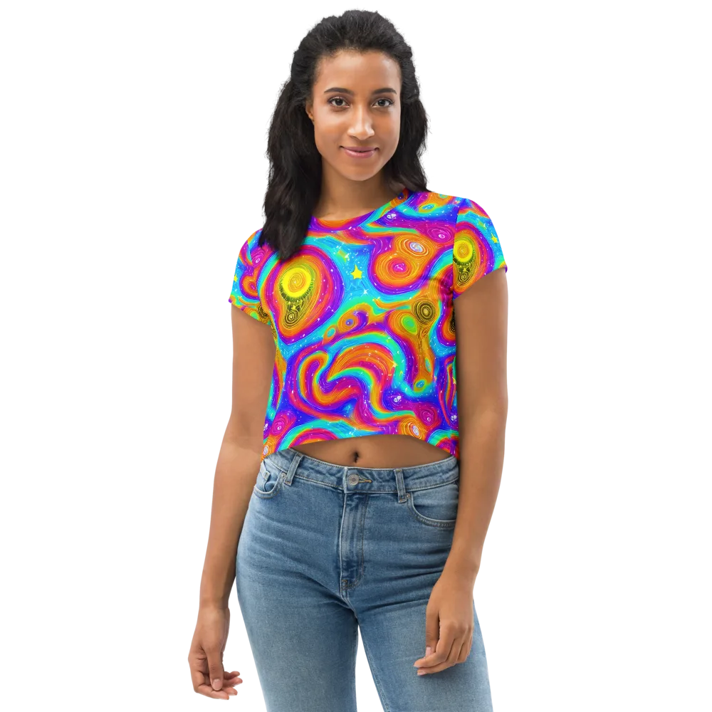 Color Cyclone on Crop Tee — Front