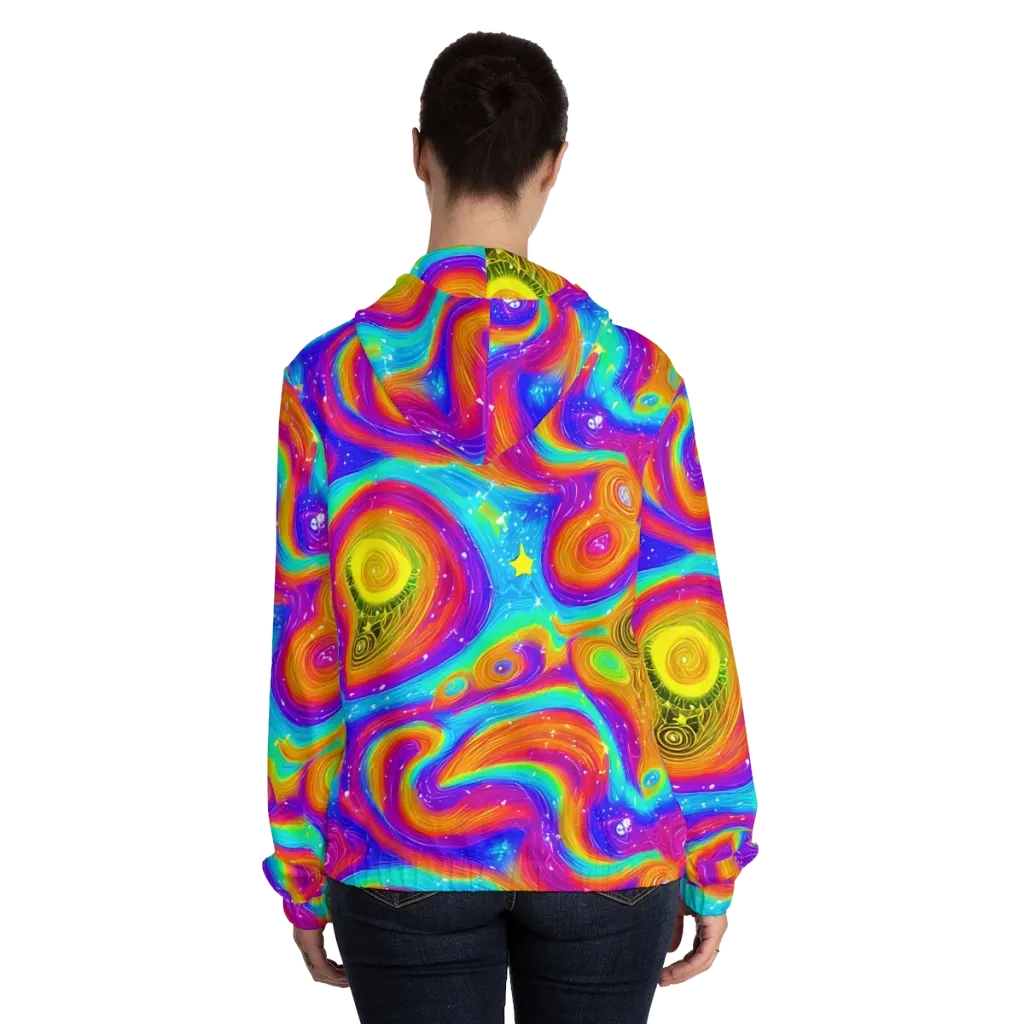 Color Cyclone on Women's Full-Zip Hoodie — Back On Person