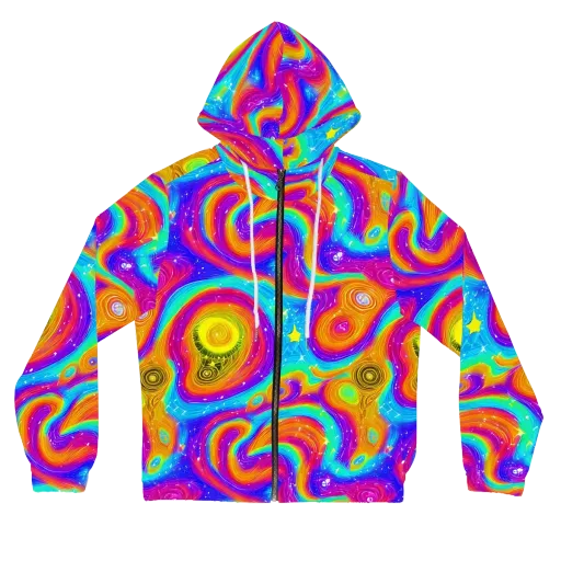 Color Cyclone on a Women's Full-Zip Hoodie