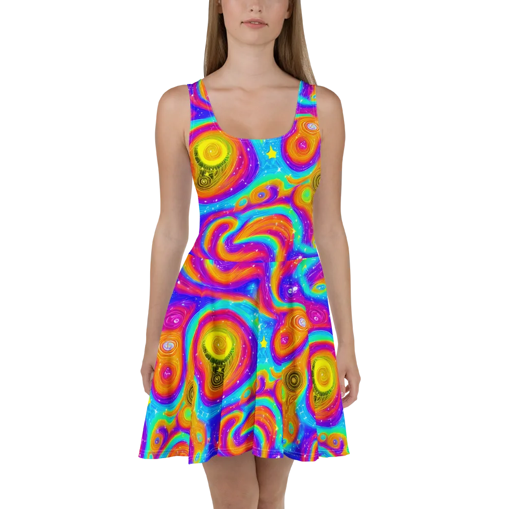 Color Cyclone on Skater Dress — Front