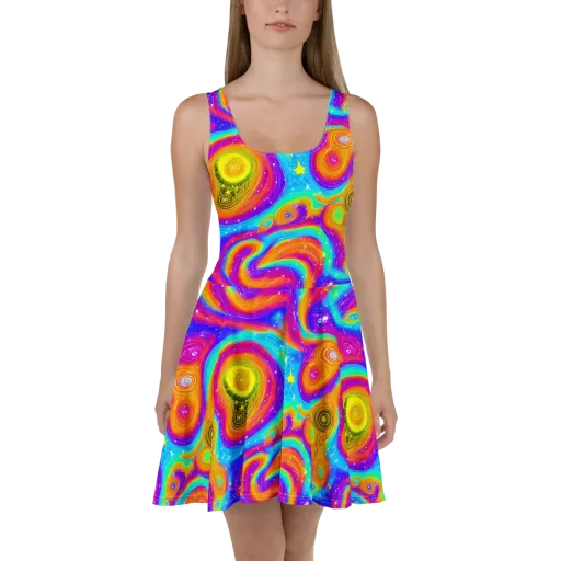 Color Cyclone on a Skater Dress
