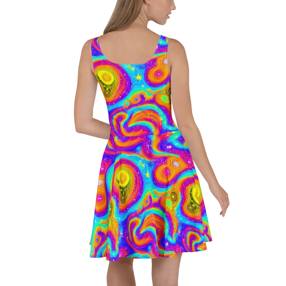 Color Cyclone on Skater Dress — Back