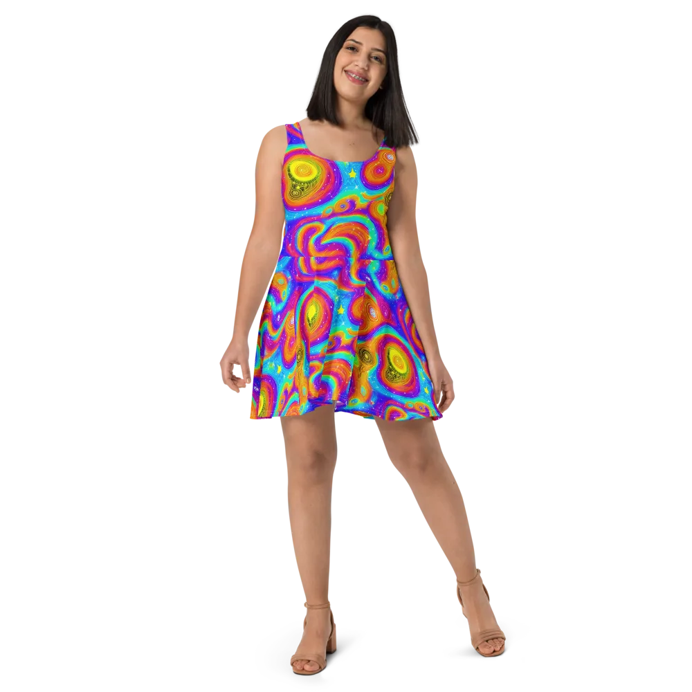 Color Cyclone on Skater Dress — Front