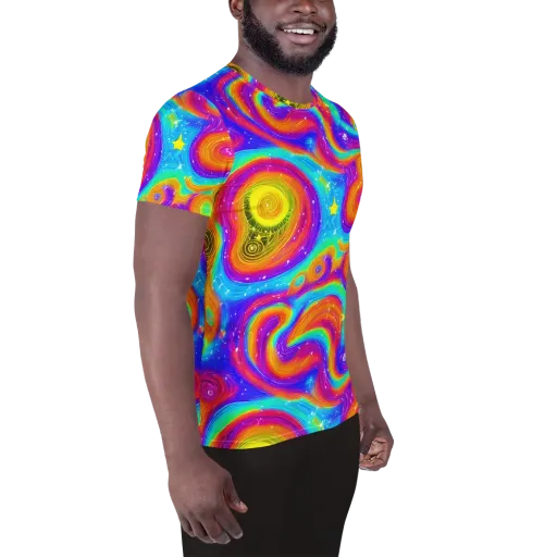 Color Cyclone on a Men's Athletic T-Shirt