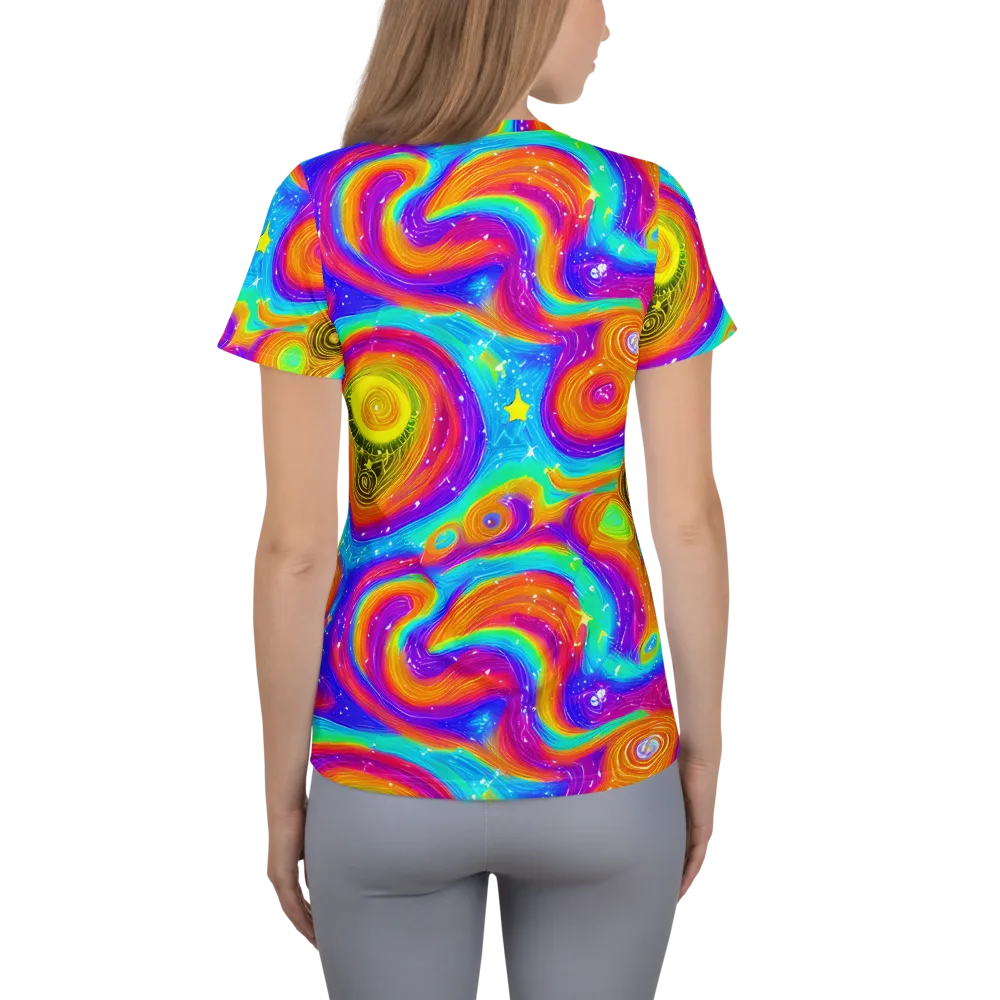 Color Cyclone on Women's Athletic T-Shirt — Back