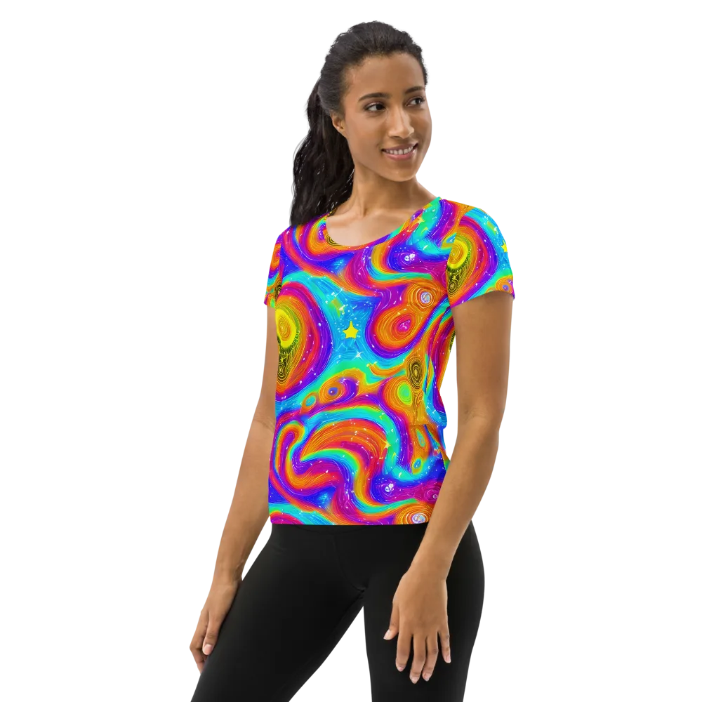 Color Cyclone on Women's Athletic T-Shirt — Left